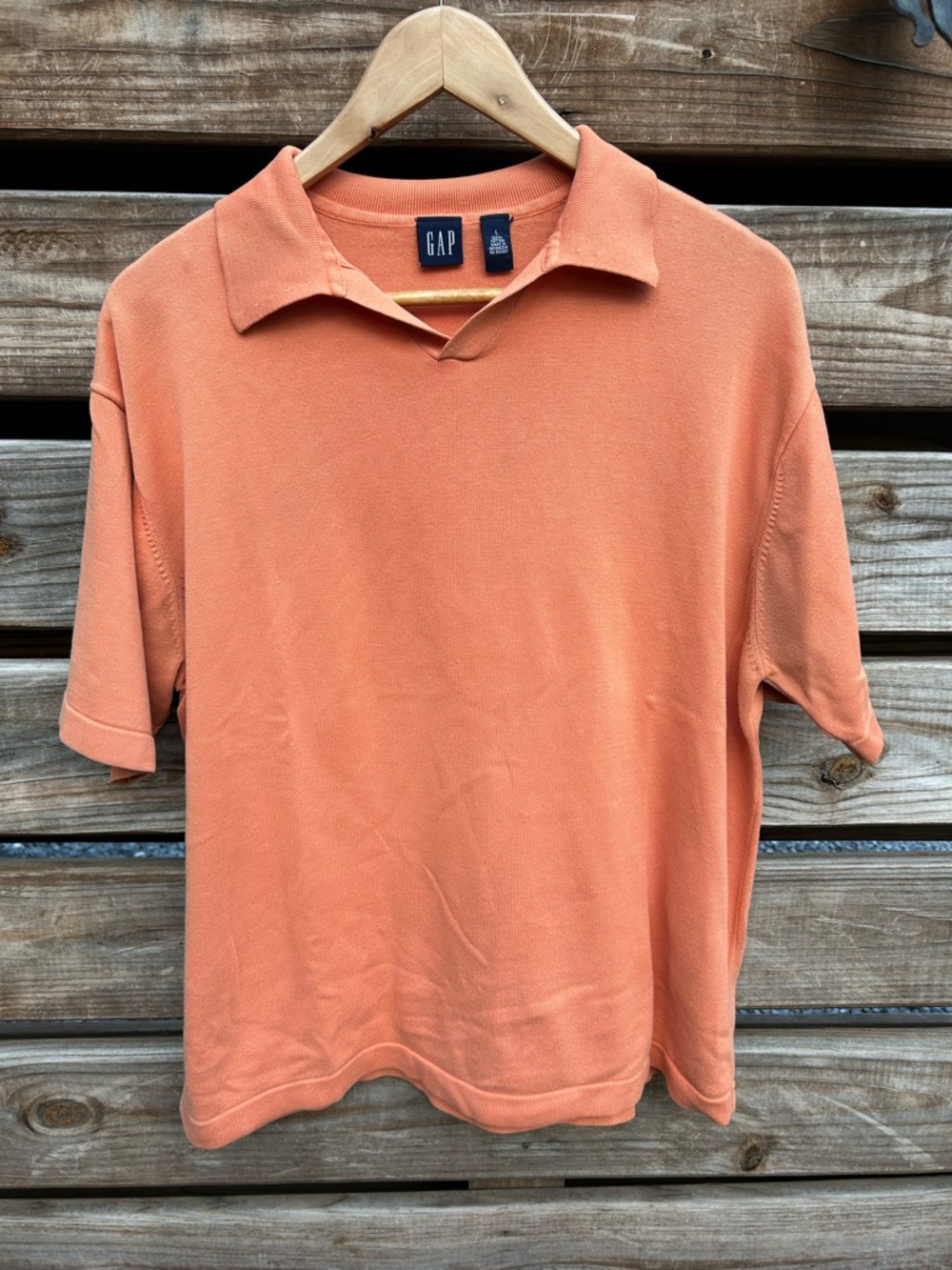 Vintage 1990s Gap Sherbet Orange 100% Cotton Polo - L